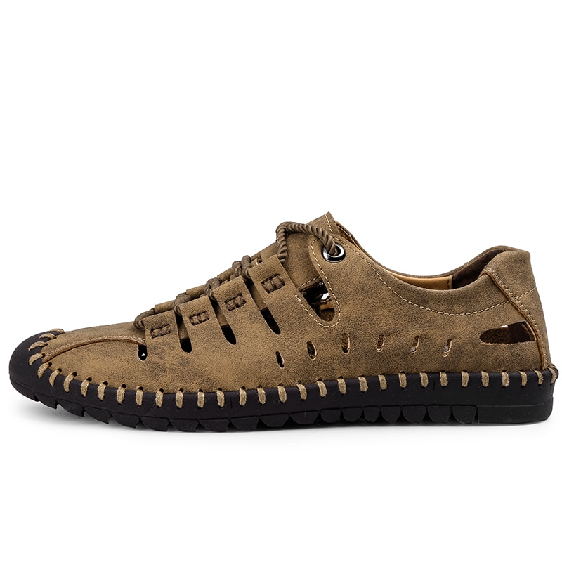 Men's lace-up leather outdoor water shoe with microfiber upper and durable sole, perfect for activities